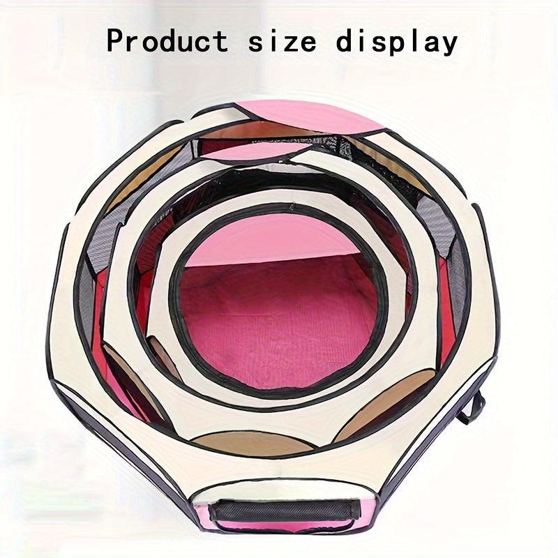 1pc Foldable Octagon Pet Playpen Tent, Oxford Cloth, Scratch-Resistant, For Cats & Dogs, Traditional Style, Indoor/Outdoor Puppy & Kitten Enclosure Christmas Gift - Comfort Style