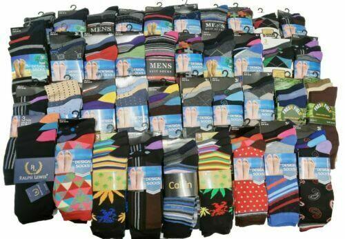 36 Pairs Men's Assorted Multi-Design Bulk Socks Bundle Footwear variety Wholesale Job Lot UK 6-11 - Comfort Style