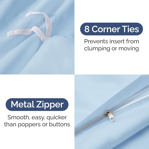 Bedding Duvet Quilt Cover Set with 2 Pillowcases - Hotel Quality - Cooling, Wrinkle-Free, Machine Washable with Zipper & Corner Ties - Super Soft Microfibre-Polyester - Comfort Style