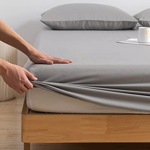 Fitted Sheet Bed Sheets 25CM Extra Deep Pocket Soft and Breathable Fitted Bedding Sheets