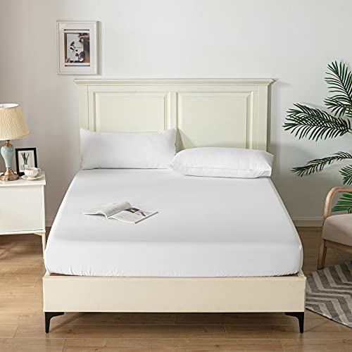 Fitted Sheet Bed Sheets 25CM Extra Deep Pocket Soft and Breathable Fitted Bedding Sheets