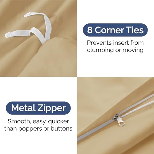 Bedding Duvet Quilt Cover Set with 2 Pillowcases - Hotel Quality - Cooling, Wrinkle-Free, Machine Washable with Zipper & Corner Ties - Super Soft Microfibre-Polyester - Comfort Style