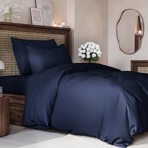 Bedding Duvet Quilt Cover Set with 2 Pillowcases - Hotel Quality - Cooling, Wrinkle-Free, Machine Washable with Zipper & Corner Ties - Super Soft Microfibre-Polyester - Comfort Style