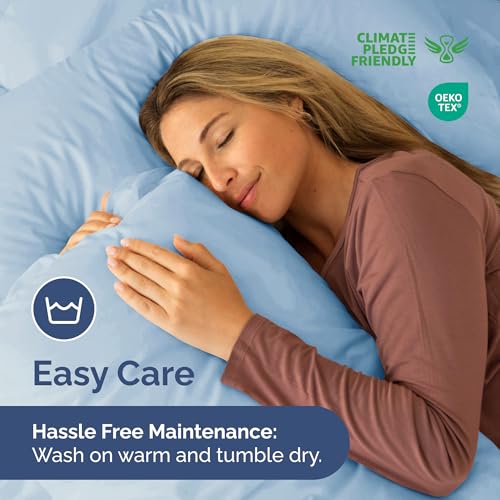 Bedding Duvet Quilt Cover Set with 2 Pillowcases - Hotel Quality - Cooling, Wrinkle-Free, Machine Washable with Zipper & Corner Ties - Super Soft Microfibre-Polyester - Comfort Style