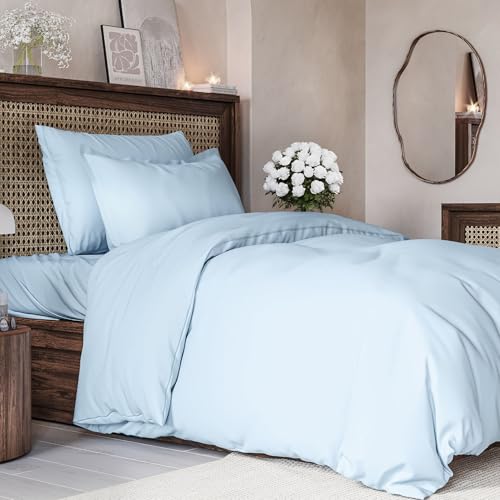 Bedding Duvet Quilt Cover Set with 2 Pillowcases - Hotel Quality - Cooling, Wrinkle-Free, Machine Washable with Zipper & Corner Ties - Super Soft Microfibre-Polyester - Comfort Style