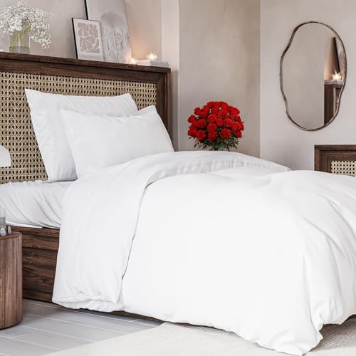Bedding Duvet Quilt Cover Set with 2 Pillowcases - Hotel Quality - Cooling, Wrinkle-Free, Machine Washable with Zipper & Corner Ties - Super Soft Microfibre-Polyester - Comfort Style