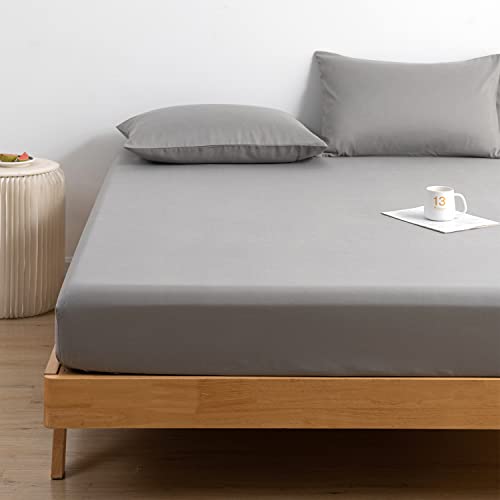 Fitted Sheet Bed Sheets 25CM Extra Deep Pocket Soft and Breathable Fitted Bedding Sheets