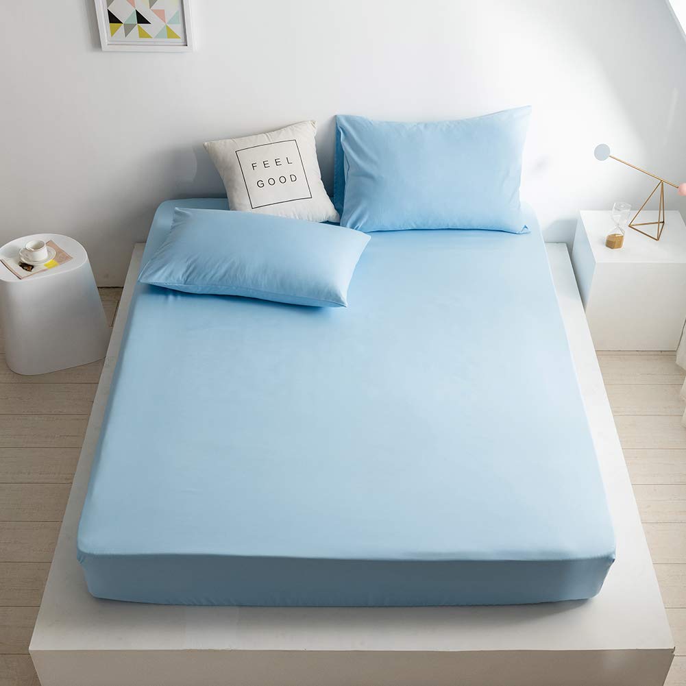 Fitted Sheet Bed Sheets 25CM Extra Deep Pocket Soft and Breathable Fitted Bedding Sheets