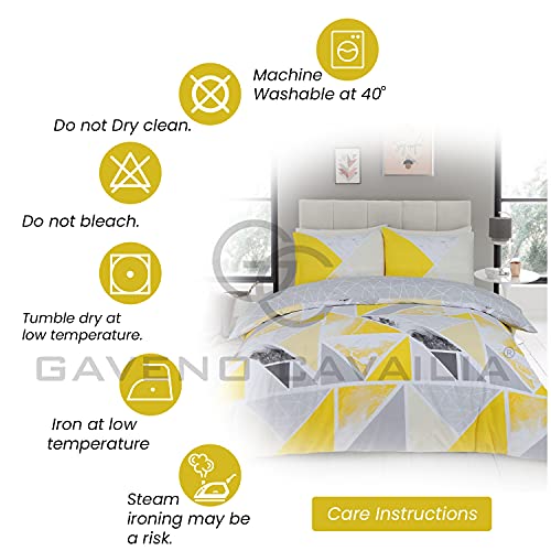 GC GAVENO CAVAILIA Metalic Marble Duvet Cover Sets, Reversible Triangle Bedding Double Bed Set, Washable Quilt Covers - Comfort Style