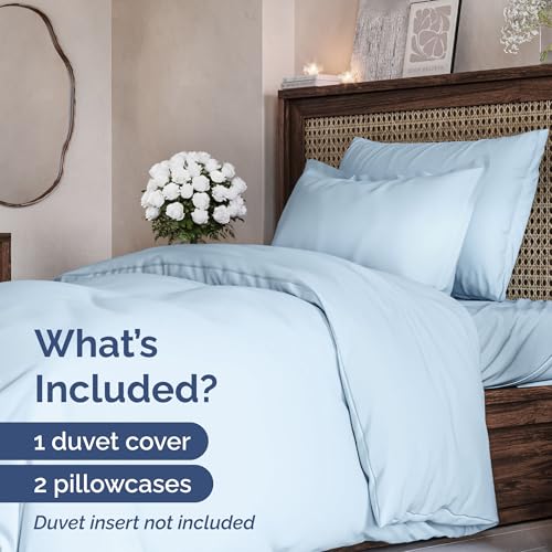 Bedding Duvet Quilt Cover Set with 2 Pillowcases - Hotel Quality - Cooling, Wrinkle-Free, Machine Washable with Zipper & Corner Ties - Super Soft Microfibre-Polyester - Comfort Style