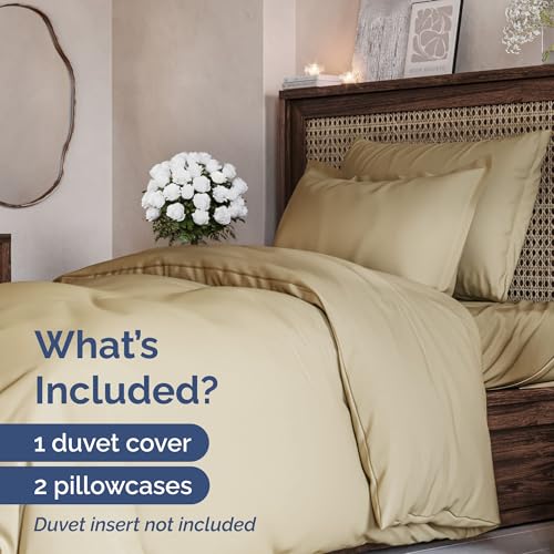 Bedding Duvet Quilt Cover Set with 2 Pillowcases - Hotel Quality - Cooling, Wrinkle-Free, Machine Washable with Zipper & Corner Ties - Super Soft Microfibre-Polyester - Comfort Style