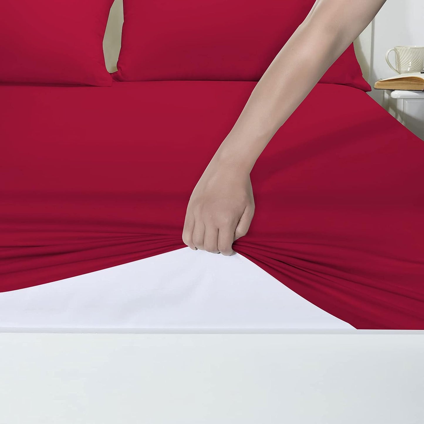 25 Cm Fitted Bed Sheets - Super Soft Deep Fitted Sheet Brushed Microfibre Anti Wrinkle Bedsheet Breathable & Fade Resistant