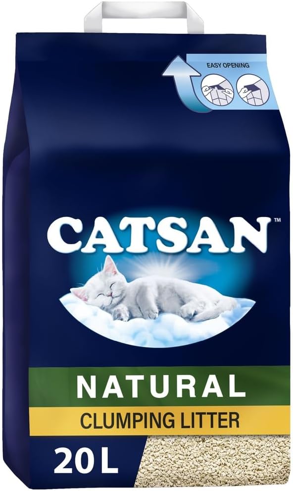 Catsan Natural Clumping Cat Litter, 100 Percent Biodegradable, Extra Absorbent, 20 Litre Bag - Comfort Style