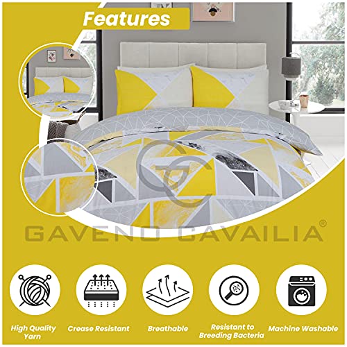 GC GAVENO CAVAILIA Metalic Marble Duvet Cover Sets, Reversible Triangle Bedding Double Bed Set, Washable Quilt Covers - Comfort Style