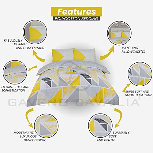 GC GAVENO CAVAILIA Metalic Marble Duvet Cover Sets, Reversible Triangle Bedding Double Bed Set, Washable Quilt Covers - Comfort Style