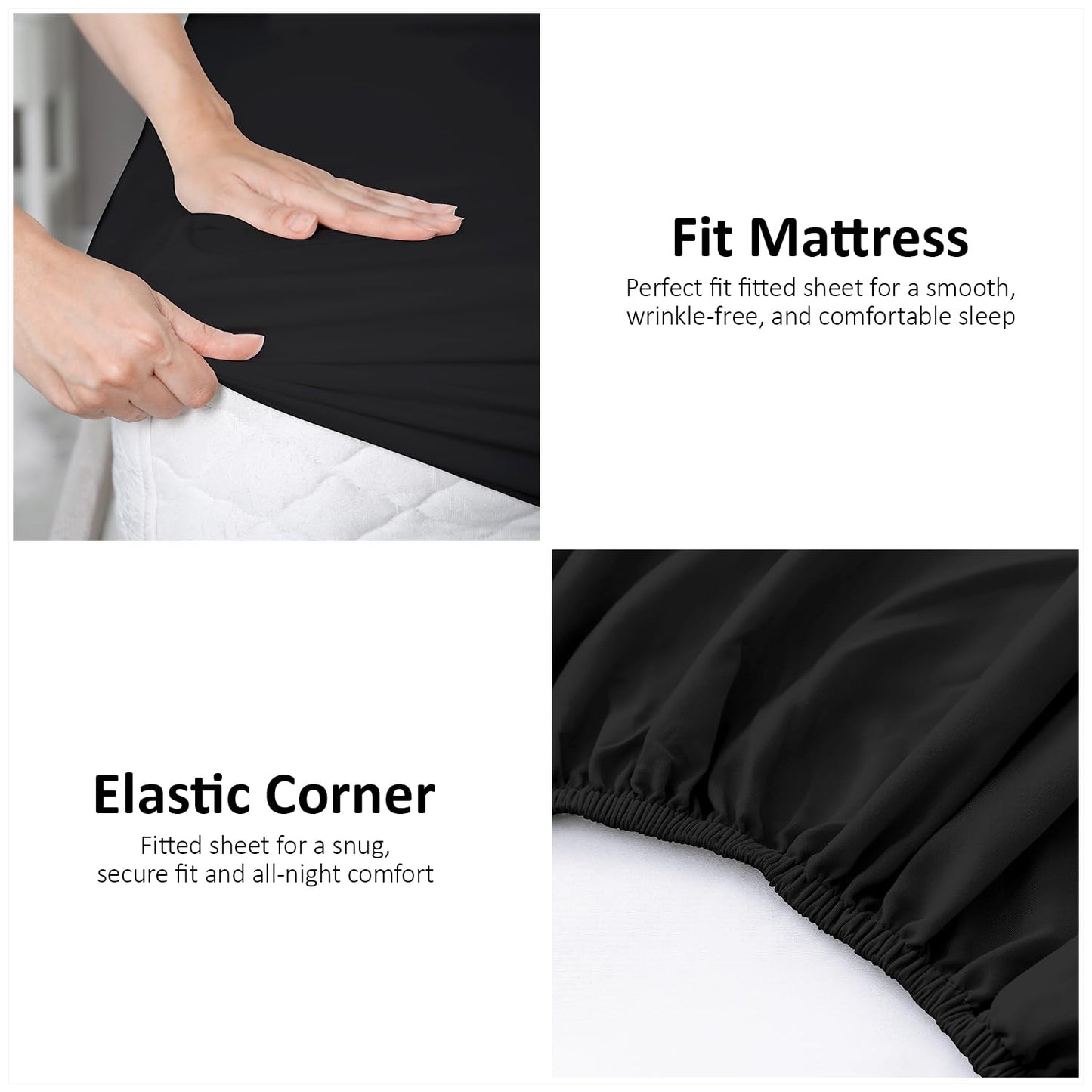 Fitted Sheet (25cm) Deep Pocket - Microfiber Bed Sheets - Breathable, Fade & Wrinkle Resistant - Elasticated Corners - Easycare Mattress & Bottom Sheet