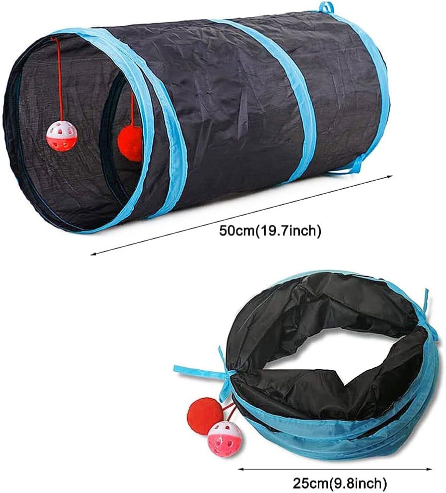 21 Pcs Cat Toys for Indoor Cats Collapsible Cat Tunnel Interactive Feather Teaser Wand Ball Toy for Kitten Cats - Comfort Style