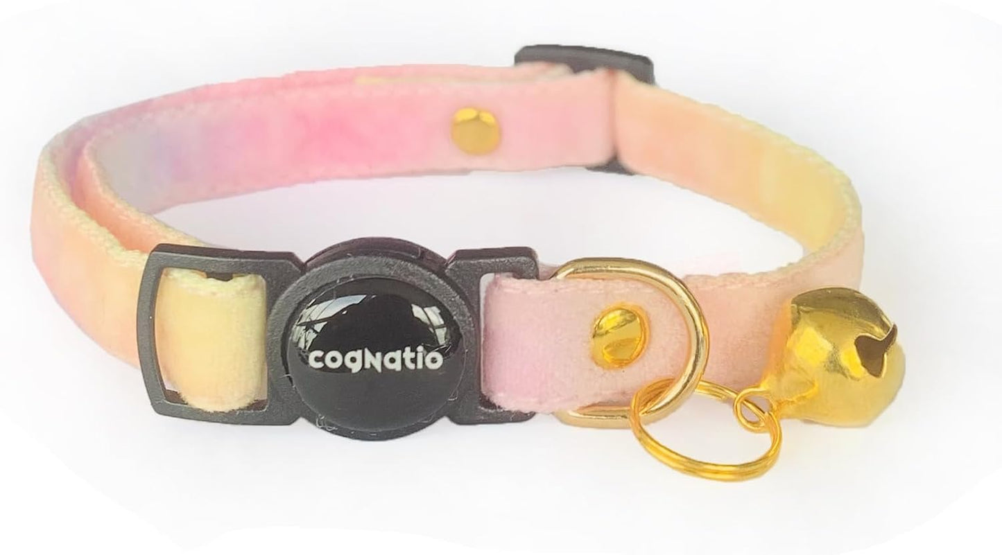 Cognatio Safety Quick Release Cat Collars, Soft Kitten Collars with Detachable Bow Tie and Bell, Pack of 2, Adjustable 20-30 cm (20-30 cm, Green+Pink) - Comfort Style