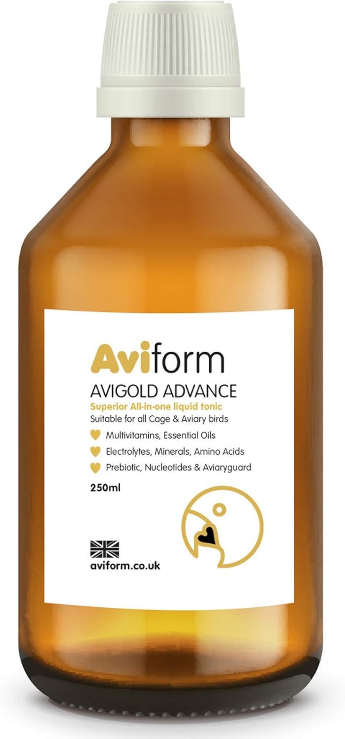 Avigold Advance Daily All-in-one Liquid Cage and Aviary Bird Tonic - Bird Multivitamin, Essential Oils, Electrolytes, Minerals, Amino Acids and Aviaryguard. Suitable for All Cage and Aviary Birds (250ml) - Comfort Style