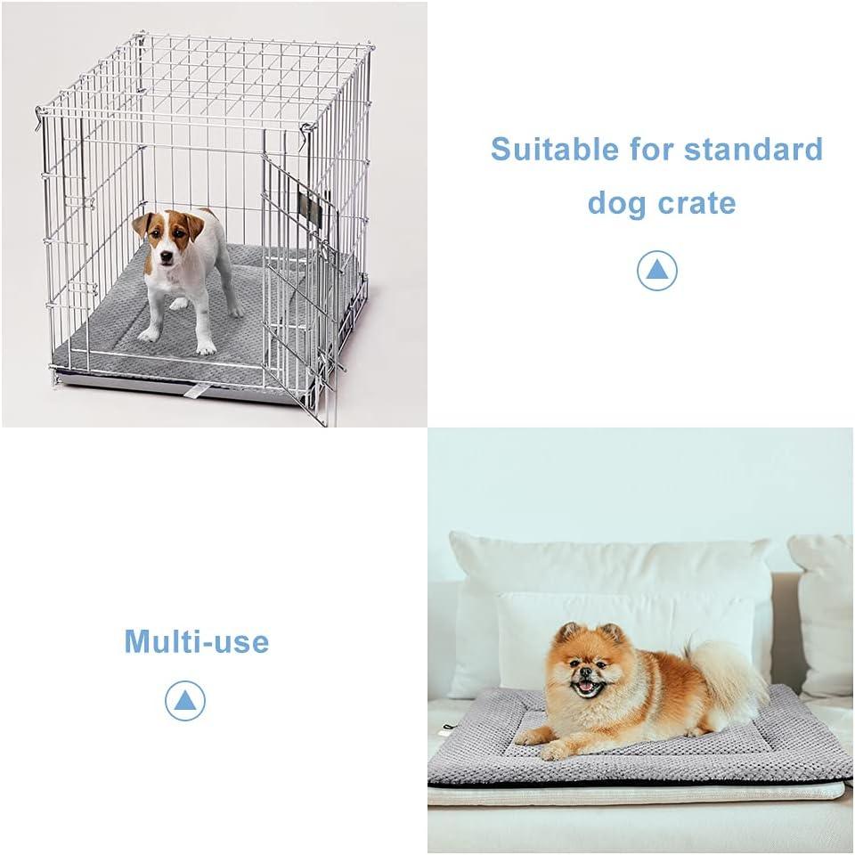 Onarway Dog Bed Mat Medium: Washable Fluffy Dog Bed Cushion for Cats Puppies - M 76x54cm Sherpa Dog Crate Mattress for Medium Pets Grey - Comfort Style