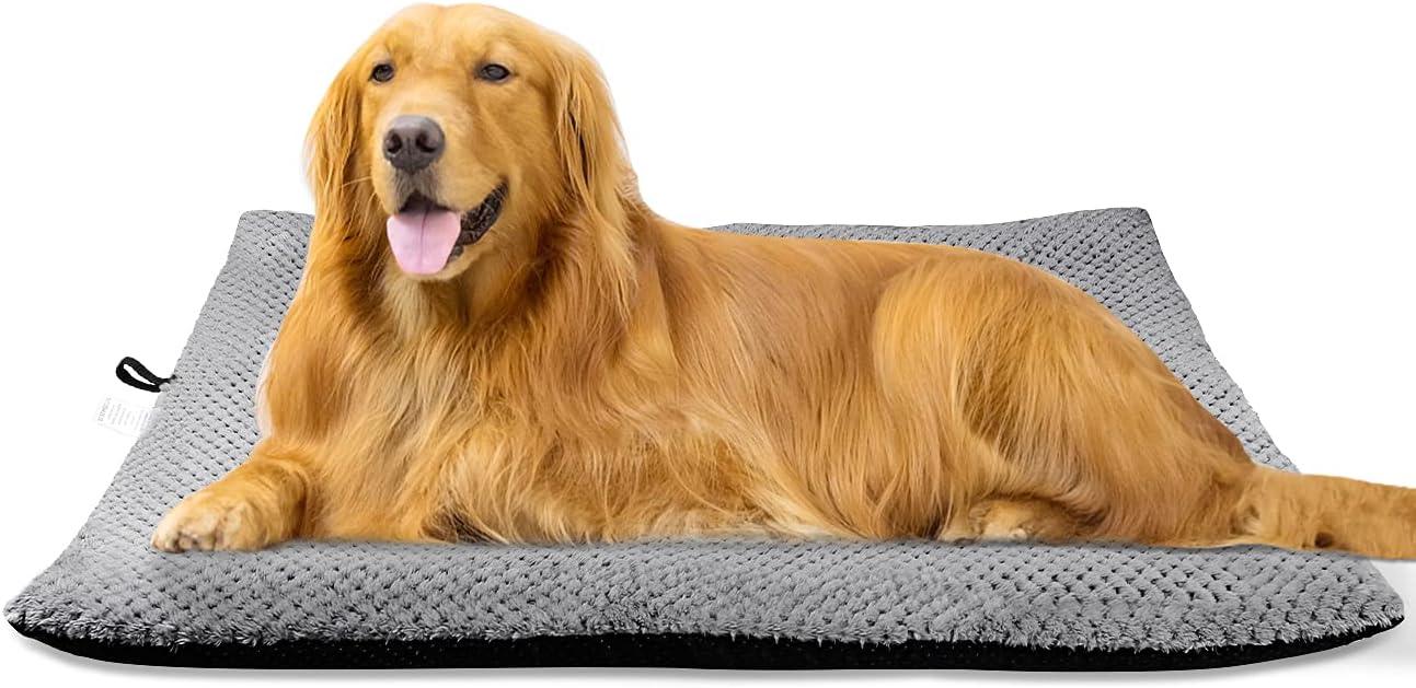 Onarway Dog Bed Mat Medium: Washable Fluffy Dog Bed Cushion for Cats Puppies - M 76x54cm Sherpa Dog Crate Mattress for Medium Pets Grey - Comfort Style