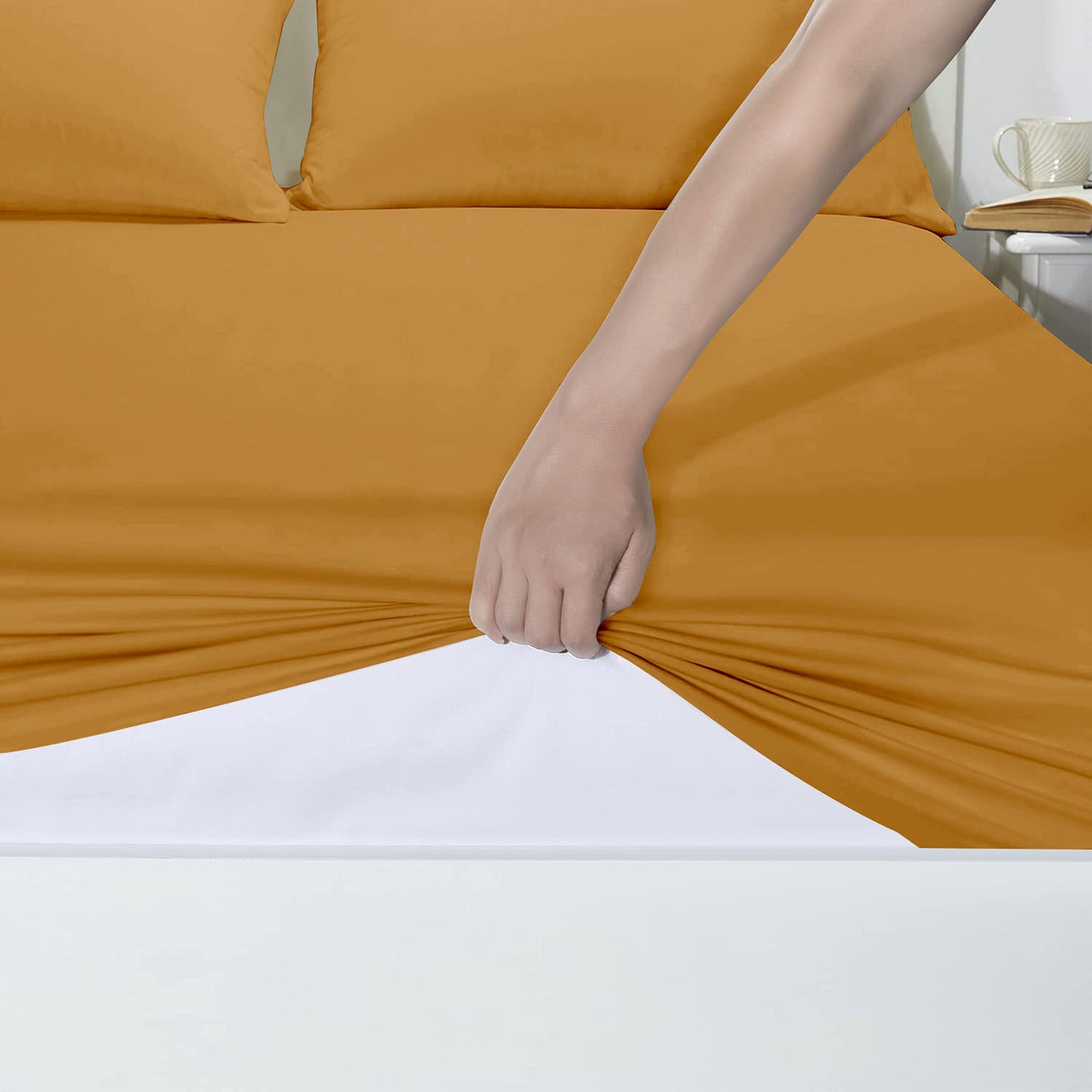 25 Cm Fitted Bed Sheets - Super Soft Deep Fitted Sheet Brushed Microfibre Anti Wrinkle Bedsheet Breathable & Fade Resistant