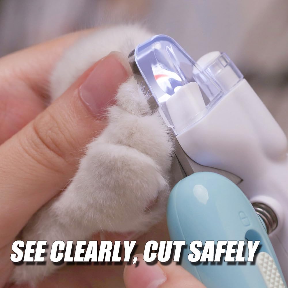 Cat Claw Clippers with Safety Guard and Light, Professional Pet Nail Clippers for Cat, Kitten, Puppy, Small Dog, Birds, Rabbit, Guinea Pig - Comfort Style