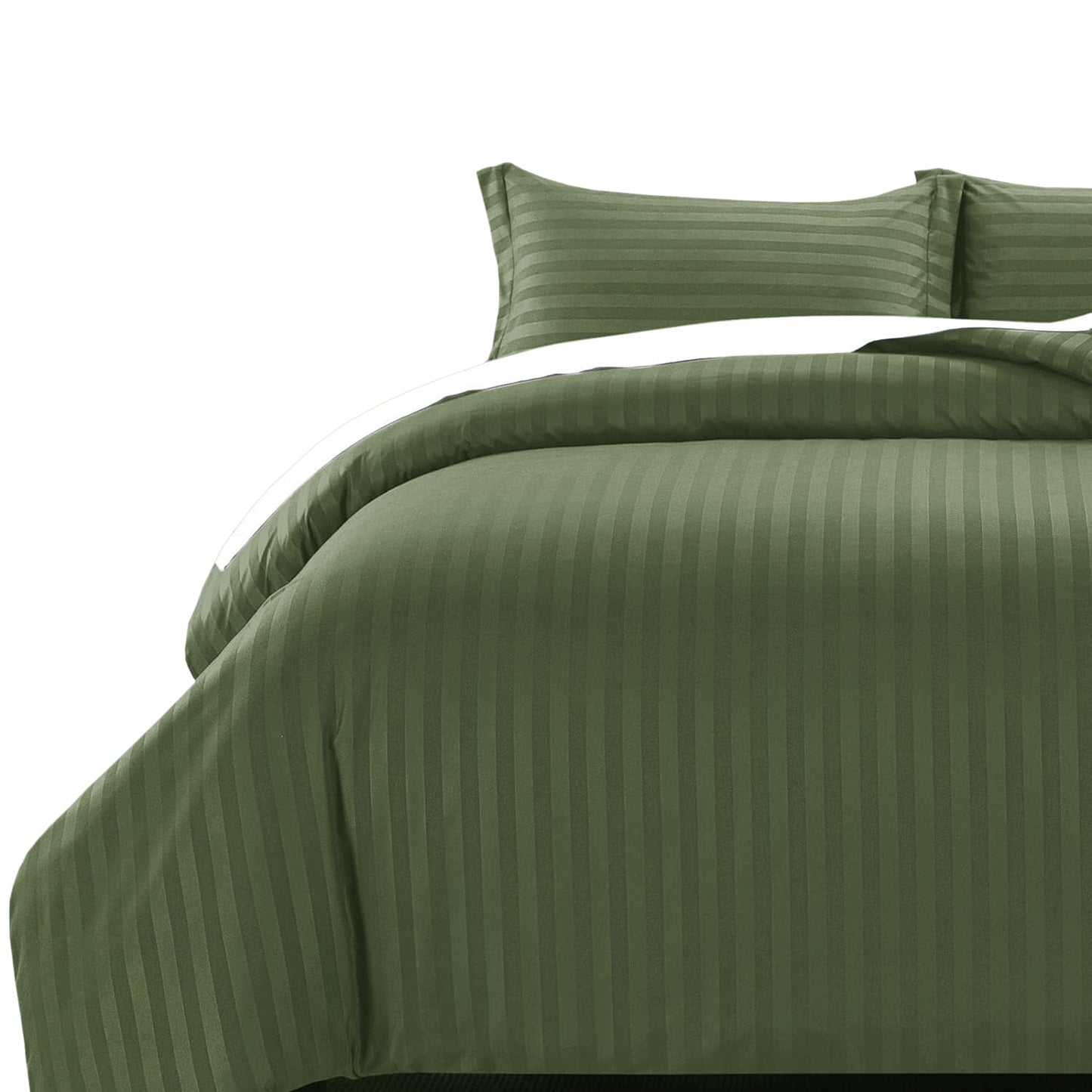 MOONLIGHT20015 Duvet Set Reversible Stripes Satin Double Bedding Set with 2 Pillowcases Soft Hypoallergenic Duvet Cover - Comfort Style
