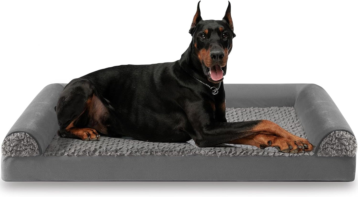 FURTIME Large Dog Bed(89 x 64cm), Orthopedic Memory Foam Dog Beds Sofa with Removable Flannel Cover, Washable Pet Bed, Good for Doberman Pinscher, Sheltie, Border Collie, Australian Herding Dog - Comfort Style