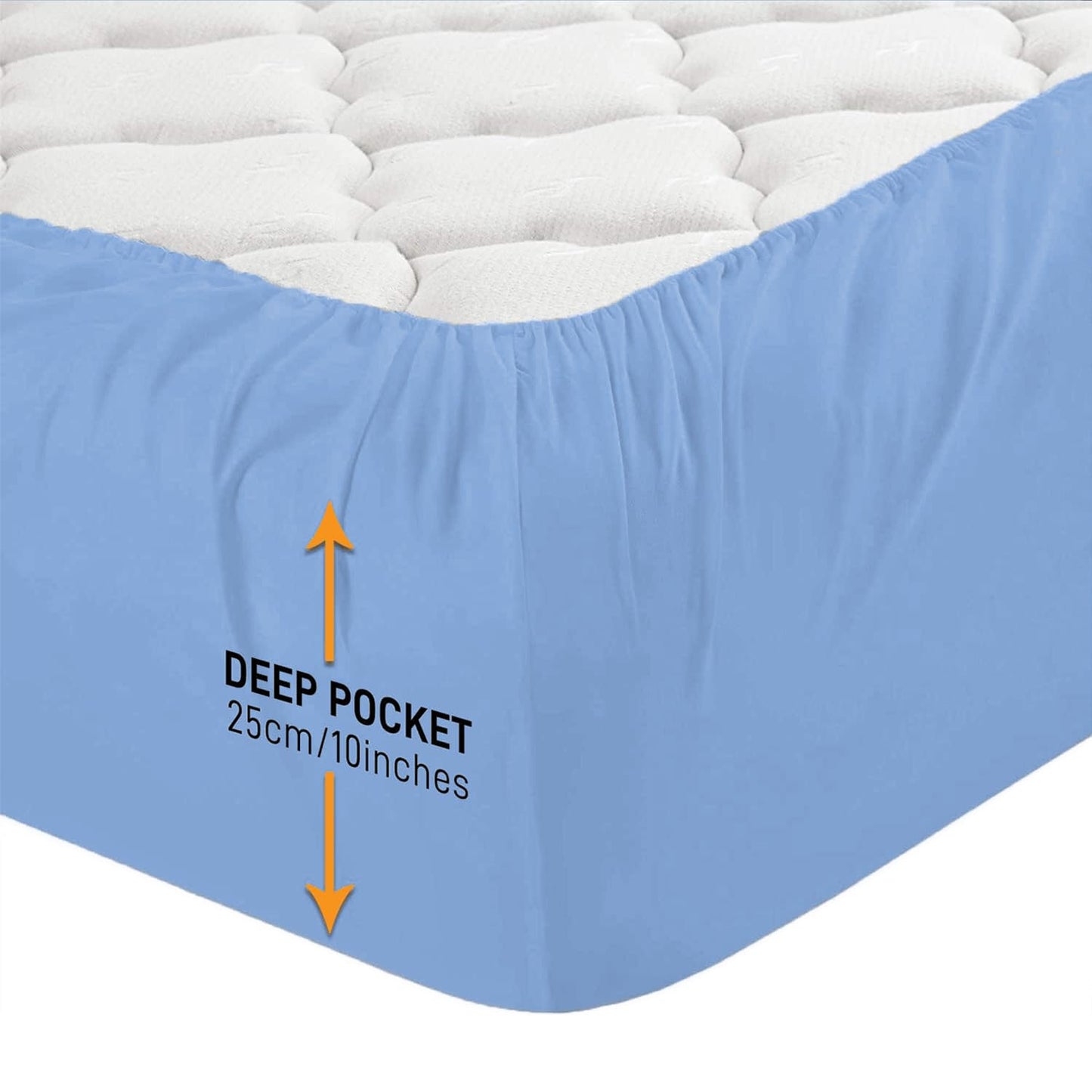Fitted Sheet 25 cm Deep Brushed Microfiber Ultra Soft No-Iron Wrinkle-Resistant Plain Dyed Fitted Bed Sheets Hypoallergenic Breathable Sheets