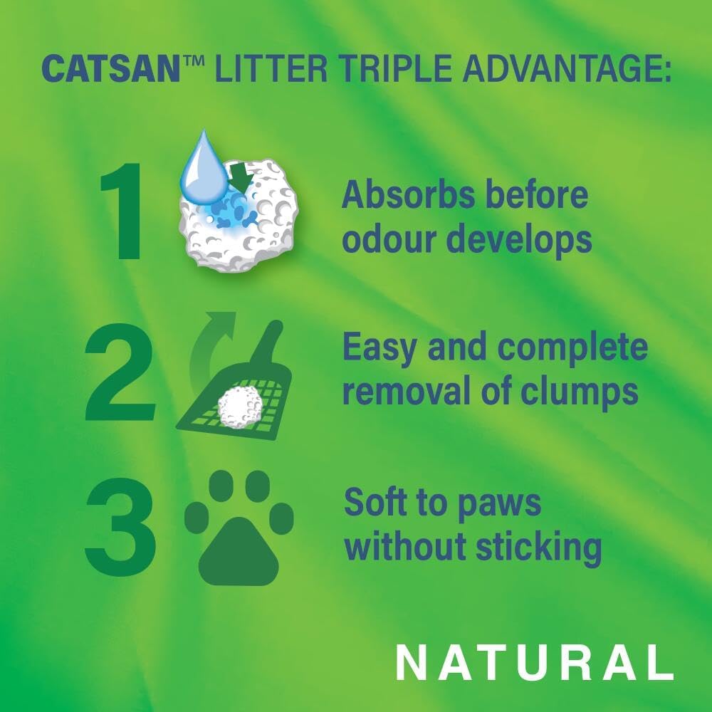Catsan Natural Clumping Cat Litter, 100 Percent Biodegradable, Extra Absorbent, 20 Litre Bag - Comfort Style