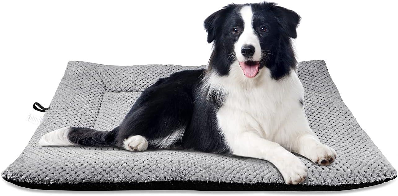 Onarway Dog Bed Mat Medium: Washable Fluffy Dog Bed Cushion for Cats Puppies - M 76x54cm Sherpa Dog Crate Mattress for Medium Pets Grey - Comfort Style