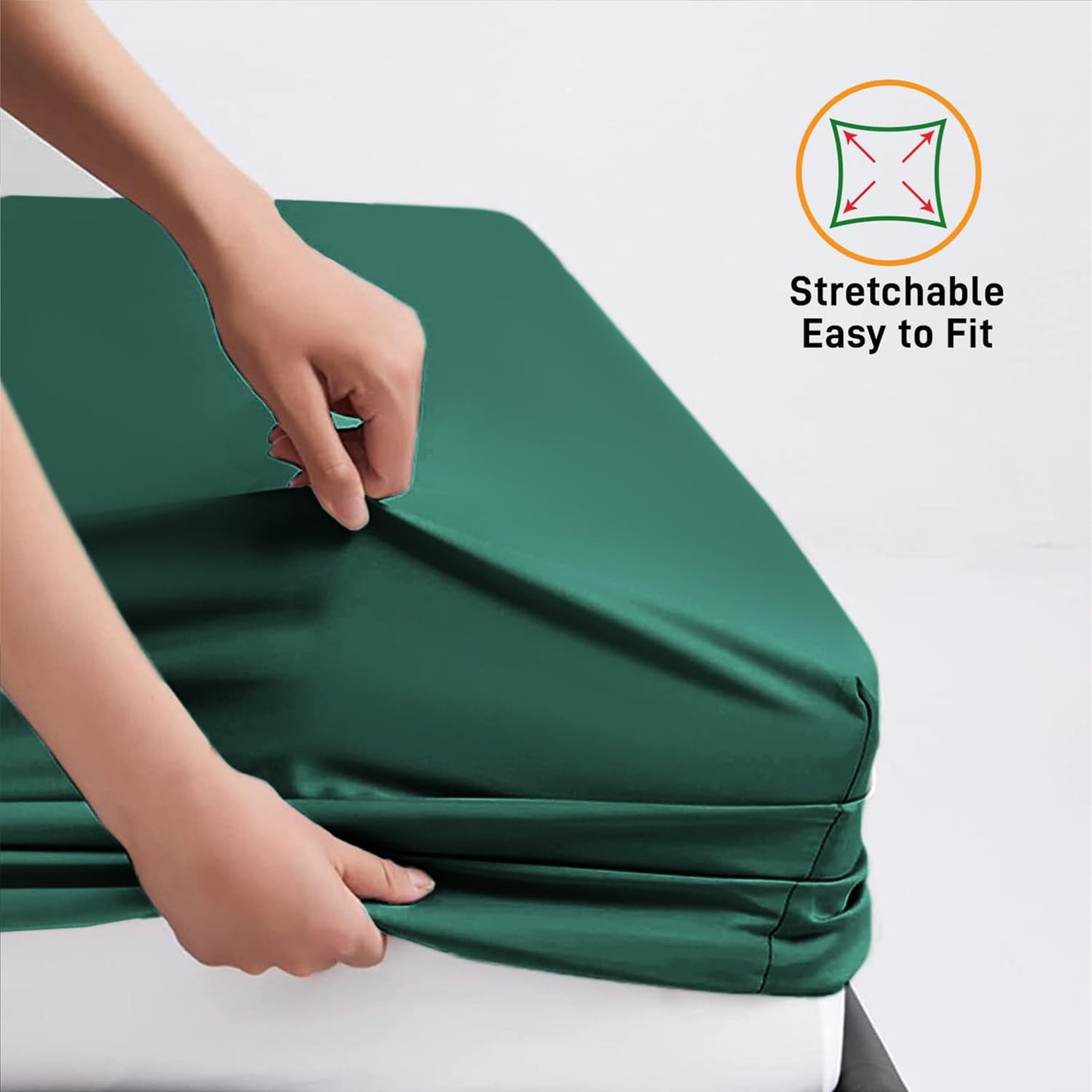Fitted Sheet 25 cm Deep Brushed Microfiber Ultra Soft No-Iron Wrinkle-Resistant Plain Dyed Fitted Bed Sheets Hypoallergenic Breathable Sheets