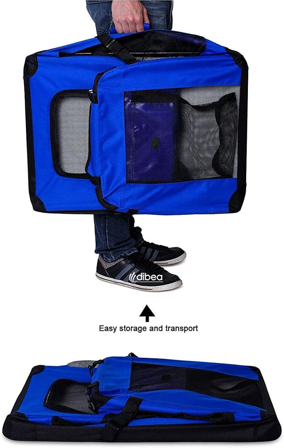 lionto Dog transport box foldable for travel & car, 50x34x36 cm, sturdy transport box with carrying handles & blanket for cats & dogs up to 10 kg, sturdy fabric dog box for small & large, beige - Comfort Style