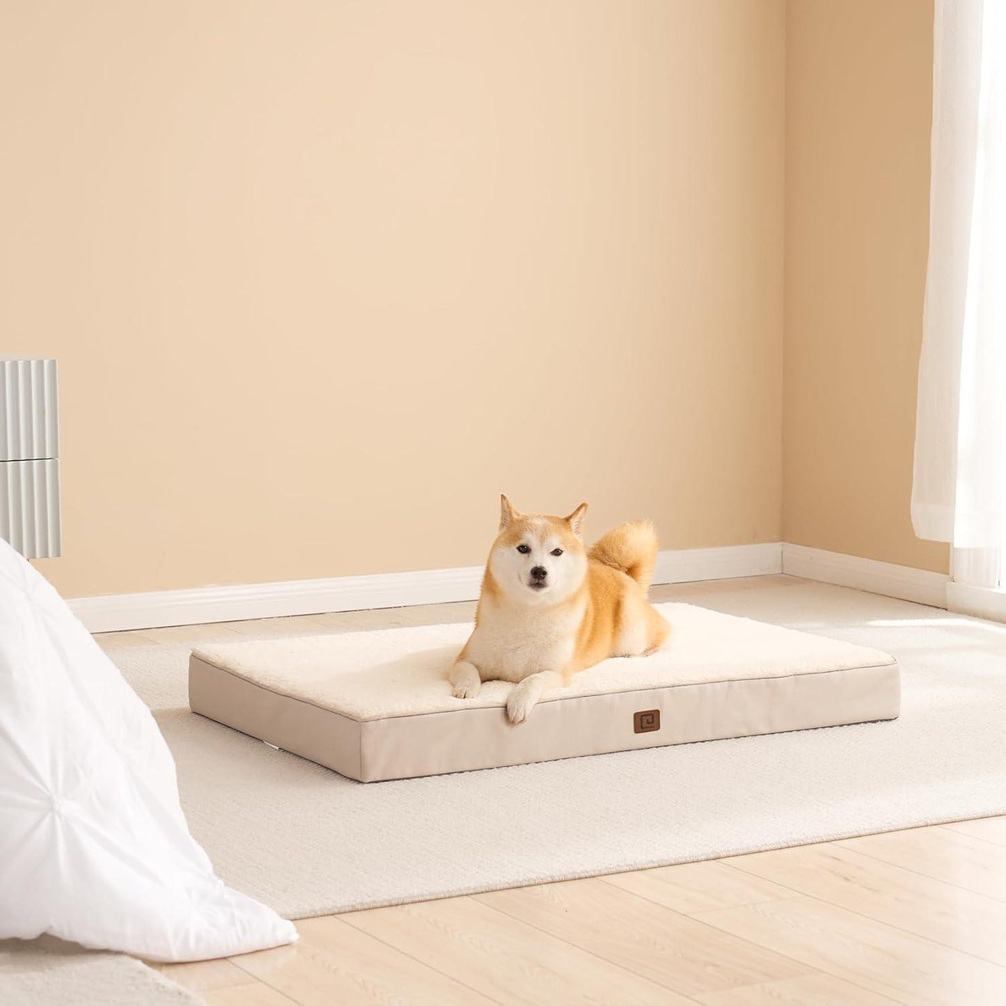 EHEYCIGA Orthopedic Dog Beds Large Mattress with Removable Washable Cover for Crate, Grey, 91x68x9cm - Comfort Style