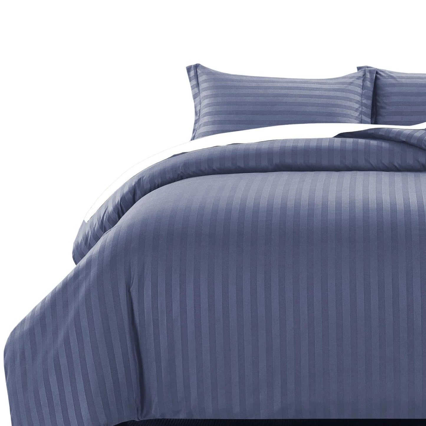 MOONLIGHT20015 Duvet Set Reversible Stripes Satin Double Bedding Set with 2 Pillowcases Soft Hypoallergenic Duvet Cover - Comfort Style