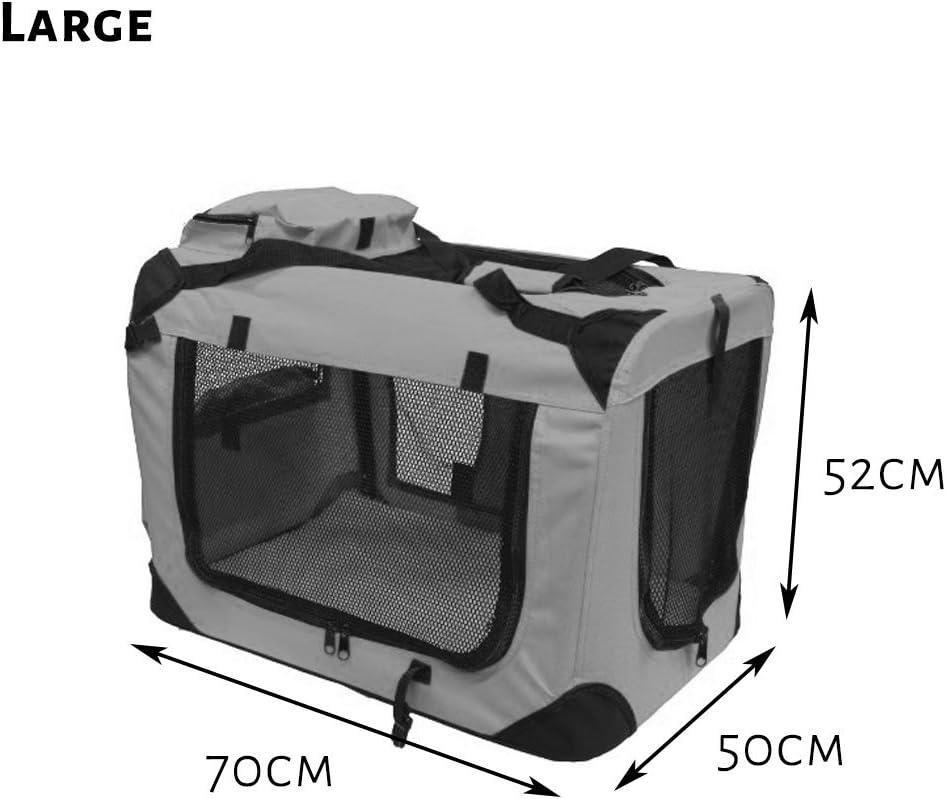 Petbarn Portable Soft Fabric Pet Carrier Folding Dog Cat Puppy Travel Transport Bag (Medium, Grey) - Comfort Style