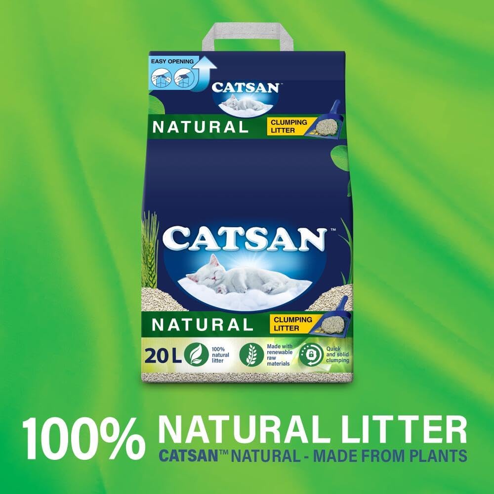 Catsan Natural Clumping Cat Litter, 100 Percent Biodegradable, Extra Absorbent, 20 Litre Bag - Comfort Style