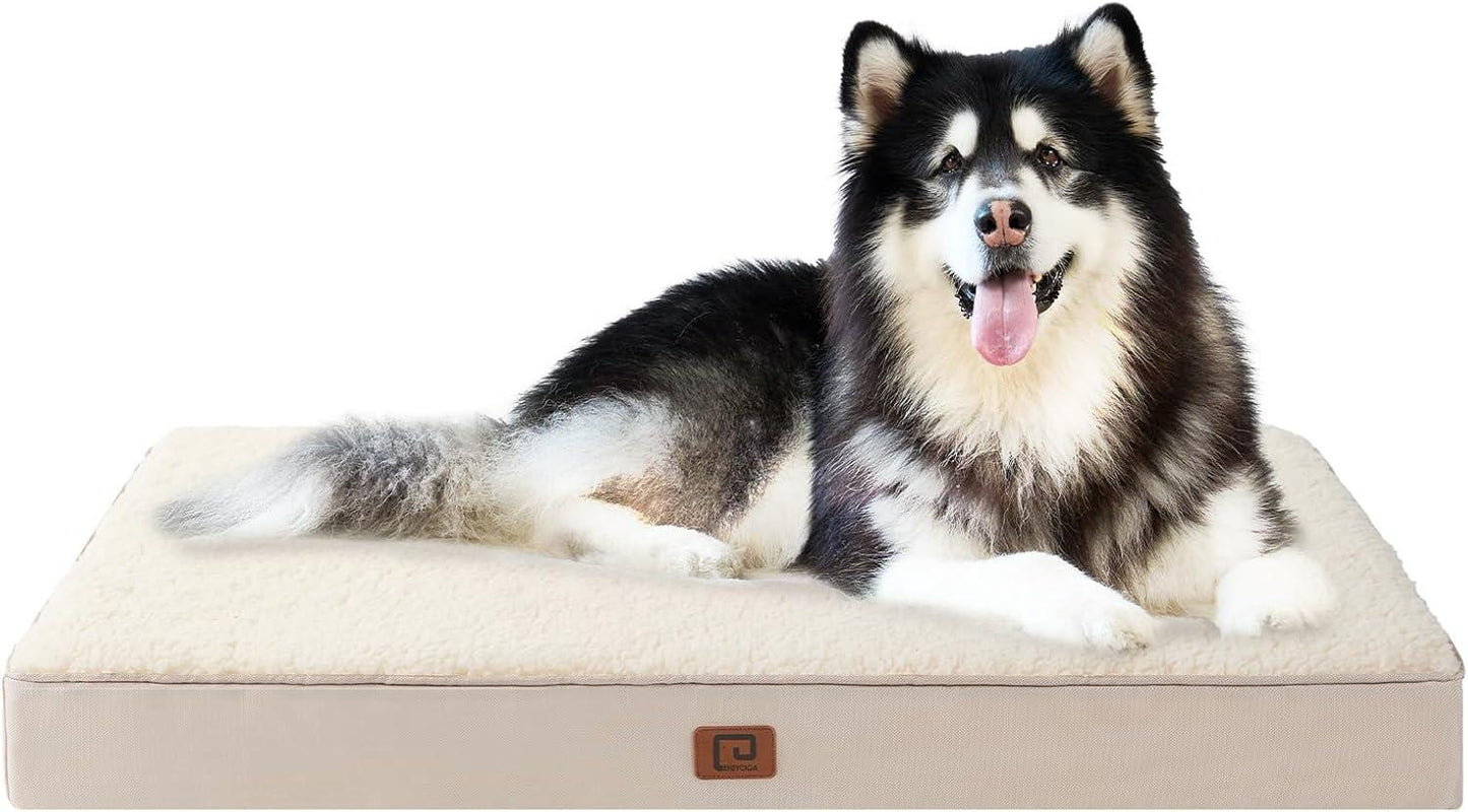 EHEYCIGA Orthopedic Dog Beds Large Mattress with Removable Washable Cover for Crate, Grey, 91x68x9cm - Comfort Style