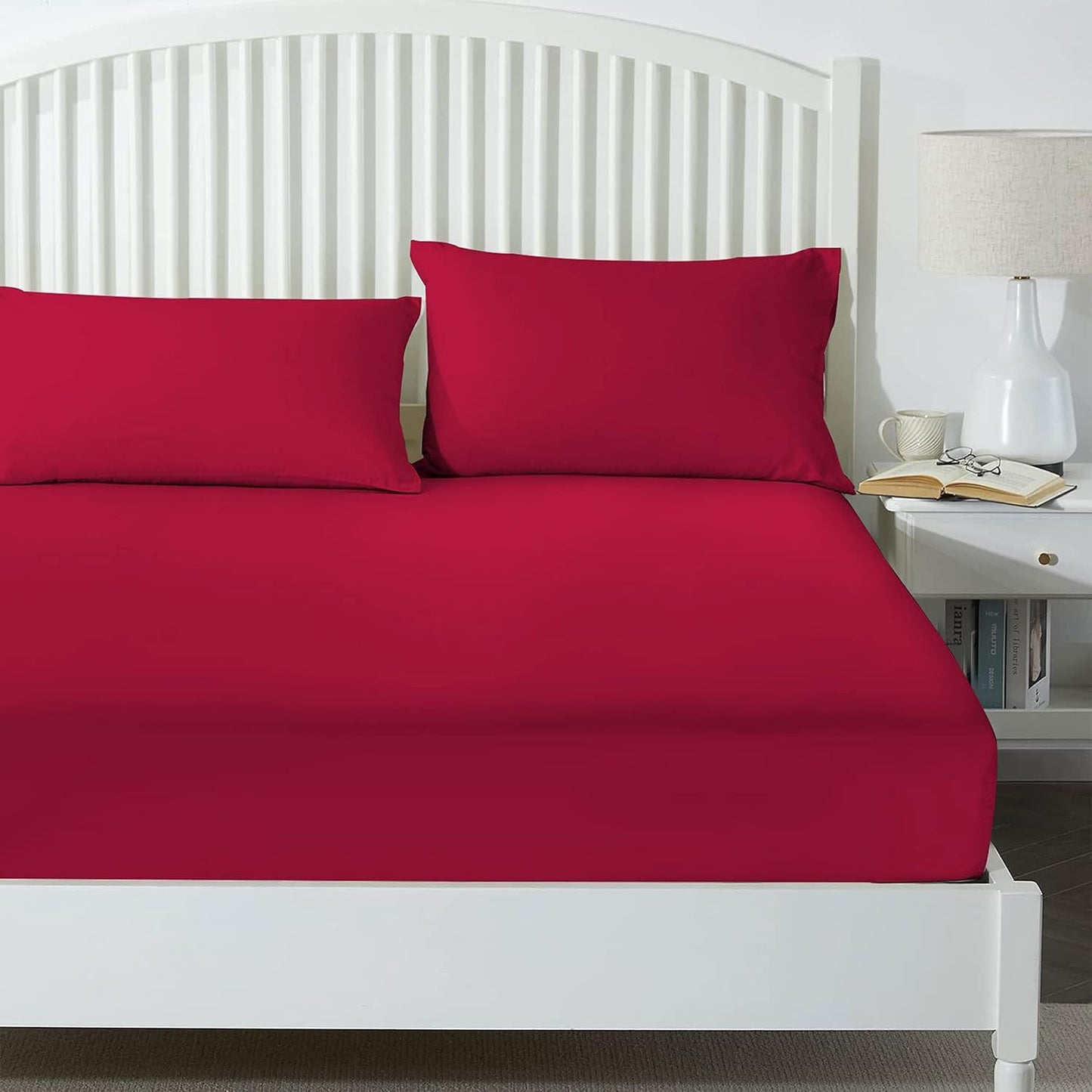 25 Cm Fitted Bed Sheets - Super Soft Deep Fitted Sheet Brushed Microfibre Anti Wrinkle Bedsheet Breathable & Fade Resistant