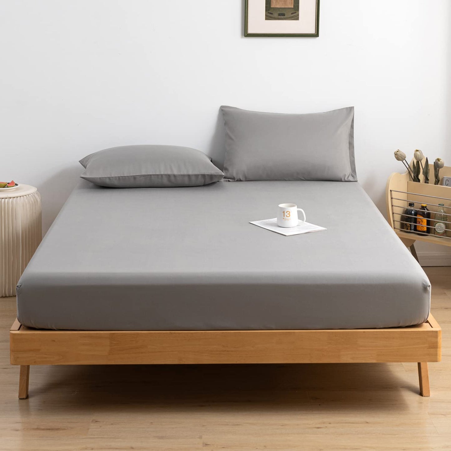 Fitted Sheet Bed Sheets 25CM Extra Deep Pocket Soft and Breathable Fitted Bedding Sheets