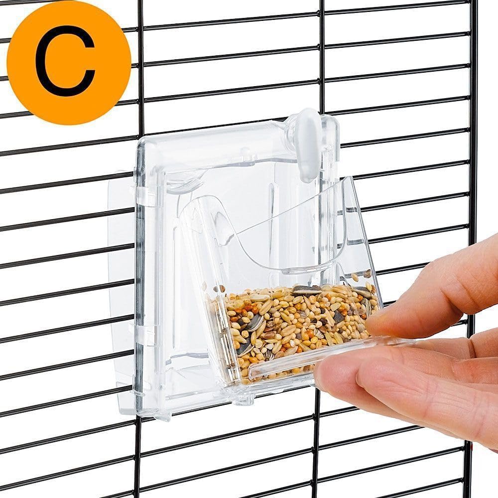 Ferplast Bird Cage Rekord 2 Cage for Birds, Canaries, Budgies, Finches, Metal, Accessories included Rotating Feeder Perches, 39 x 25 x h 41 cm - Comfort Style