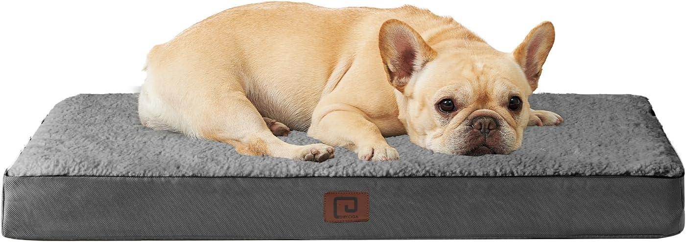 EHEYCIGA Orthopedic Dog Beds Large Mattress with Removable Washable Cover for Crate, Grey, 91x68x9cm - Comfort Style