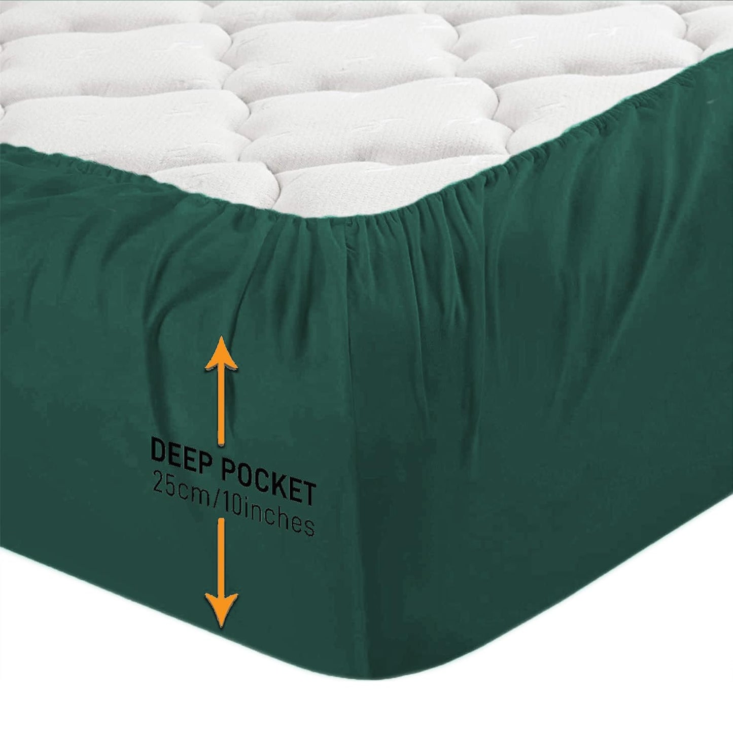 Fitted Sheet 25 cm Deep Brushed Microfiber Ultra Soft No-Iron Wrinkle-Resistant Plain Dyed Fitted Bed Sheets Hypoallergenic Breathable Sheets