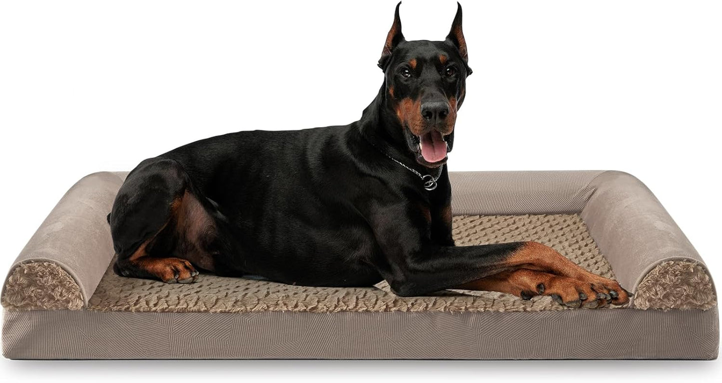 FURTIME Large Dog Bed(89 x 64cm), Orthopedic Memory Foam Dog Beds Sofa with Removable Flannel Cover, Washable Pet Bed, Good for Doberman Pinscher, Sheltie, Border Collie, Australian Herding Dog - Comfort Style