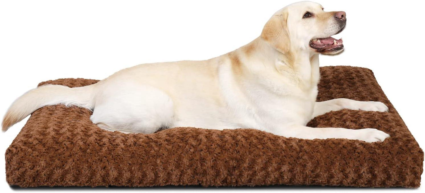KSIIA Large Dog Bed Washable, Calming Dog Bed, Dog Crate Mattress with Non skid Bottom, Fluffy Anti Anxiety Dog Beds, Pet Beds Pillow Cushion for Dog, Dark Grey, 90x60x8cm - Comfort Style