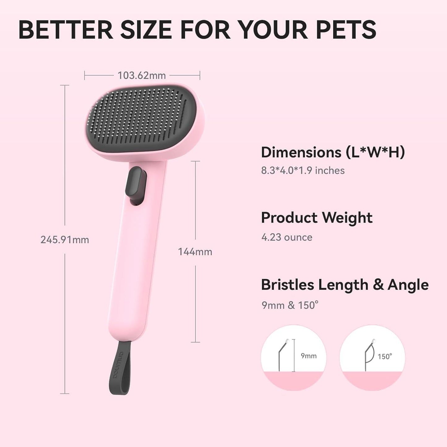 aumuca Cat Brush with Release Button, Cat Grooming Brush for Long or Short Haired Cats, Cat Hair Brush for Shedding Cat Comb for Pets Removing Loose Fur and Massage, White - Comfort Style