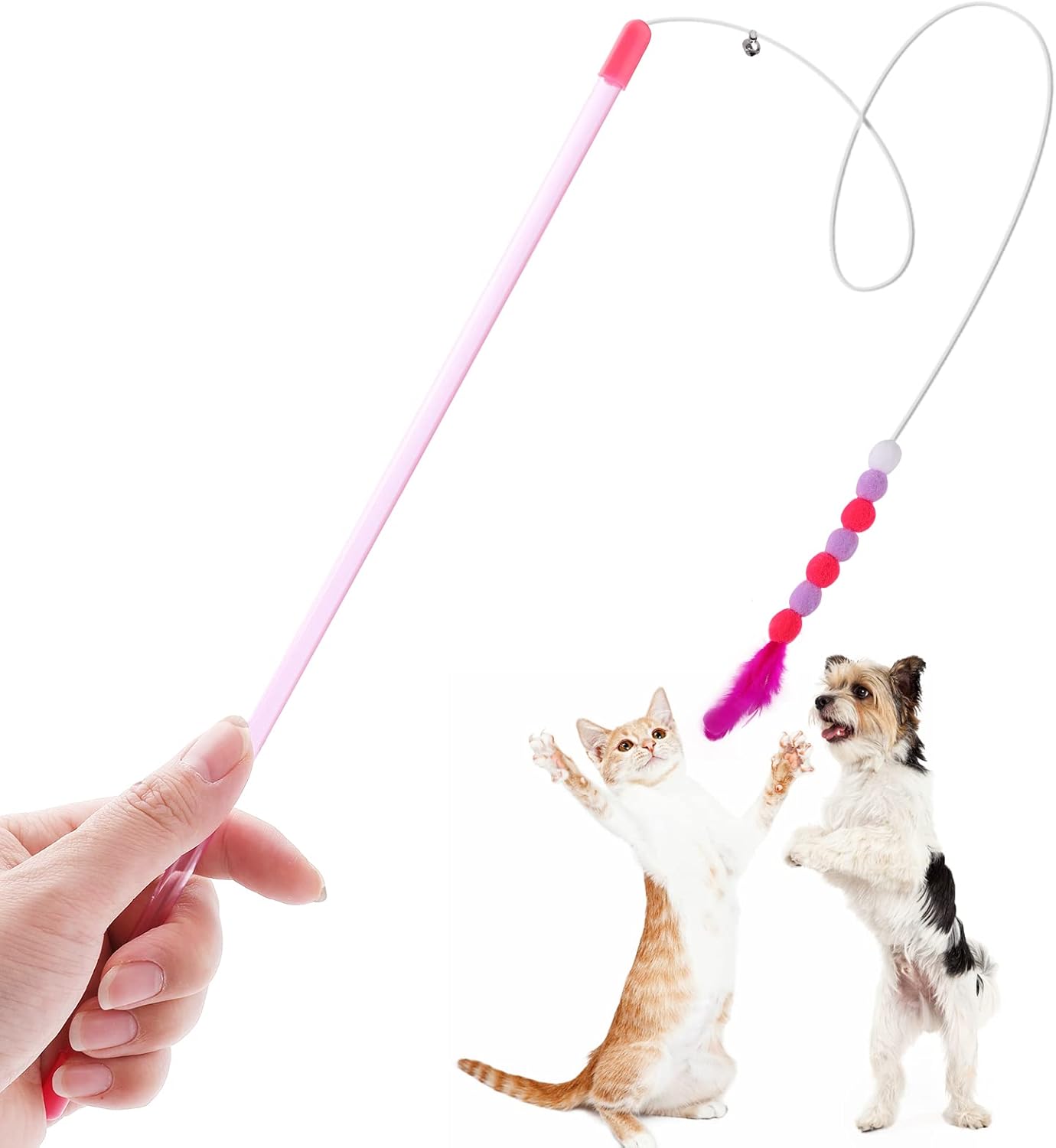 cobee Cat Feather Toys, Soft Cat Wand Toy with Bell Pompom Cat Wand Interactive Cat Toy Training Toys Cat Teaser Toy for Indoor kitten - Comfort Style