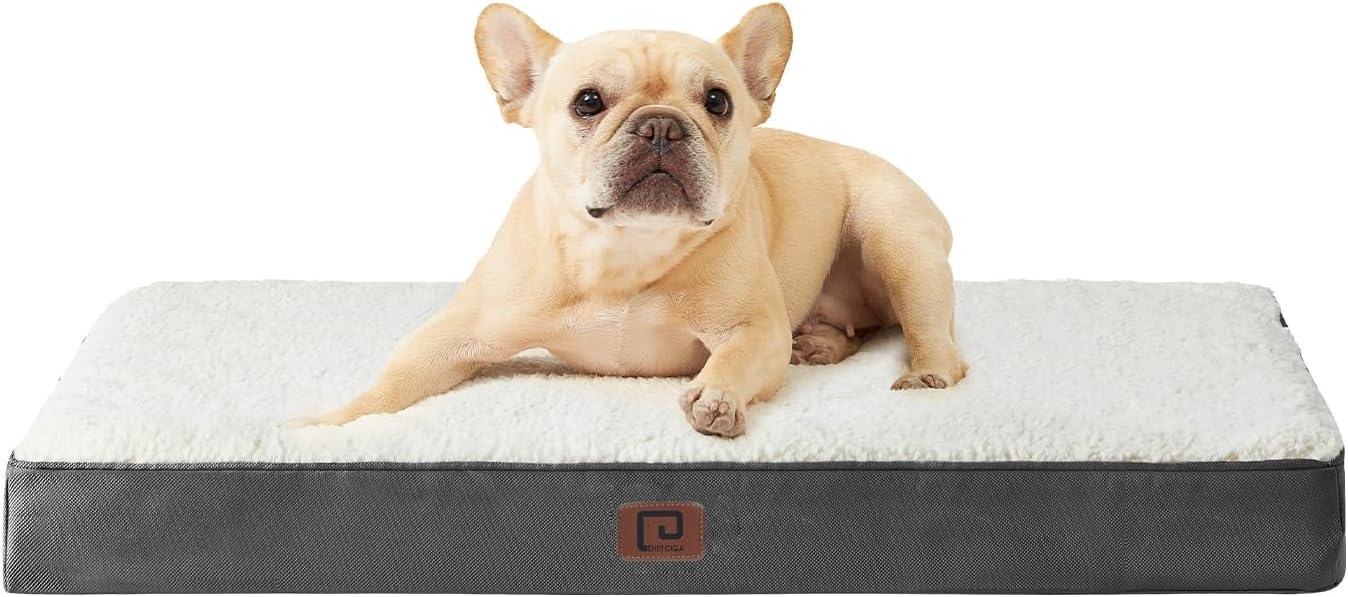 EHEYCIGA Orthopedic Dog Beds Large Mattress with Removable Washable Cover for Crate, Grey, 91x68x9cm - Comfort Style