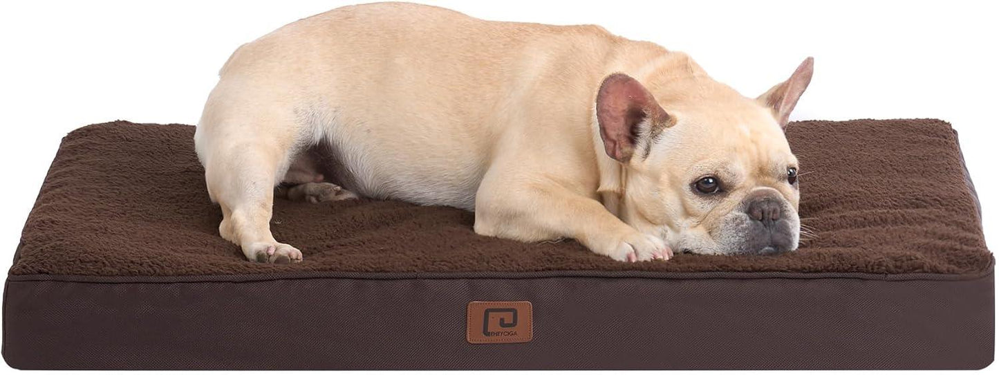 EHEYCIGA Orthopedic Dog Beds Large Mattress with Removable Washable Cover for Crate, Grey, 91x68x9cm - Comfort Style